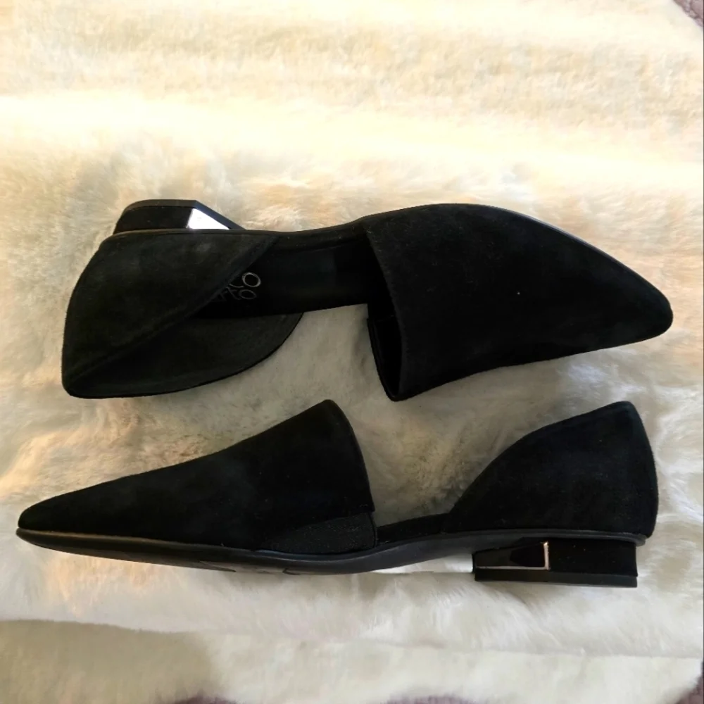 Franco Sarto Black Flats Sleek Suede Loafers
